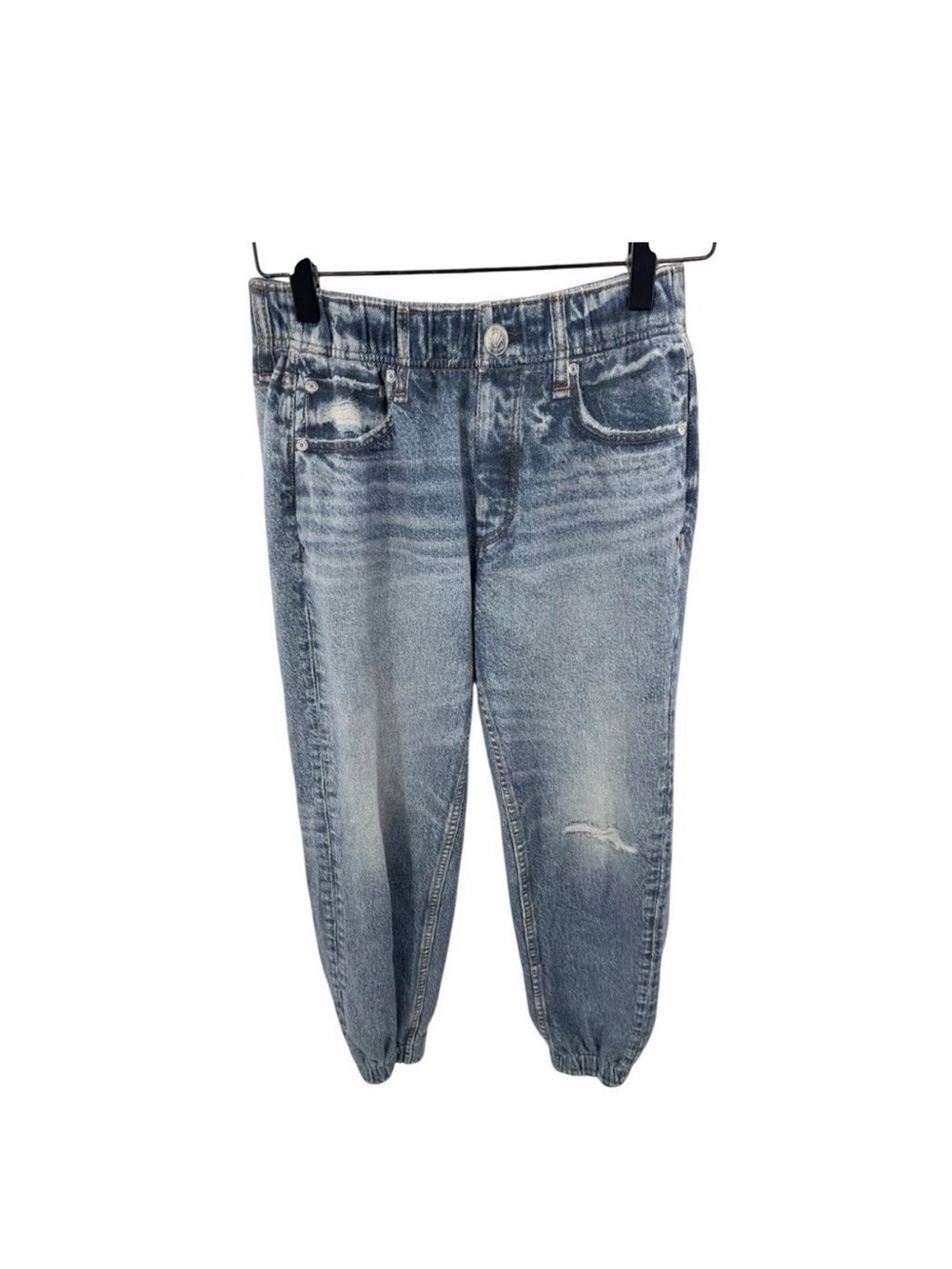 Rag & Bone Miramar Jogger Blue Denim Print Cotton Terry Sweatpants Women XS